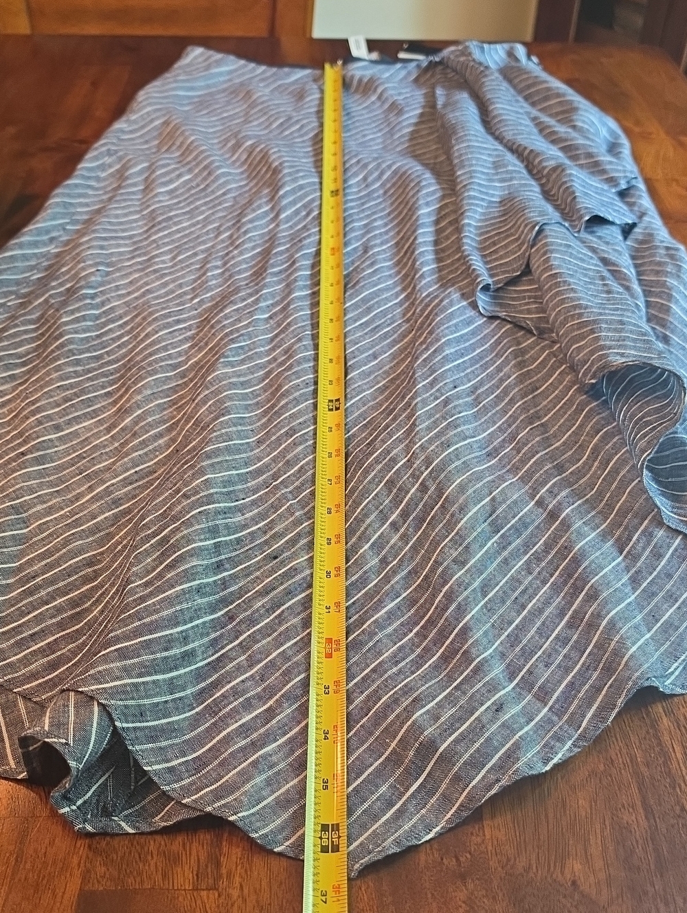 Lauren Ralph Lauren Blue And White Striped 100% Linen Skirt With Ruffle NWT 10 - Picture 7 of 16